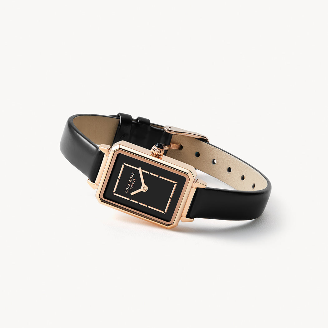Black Onyx Watch with Rose Gold