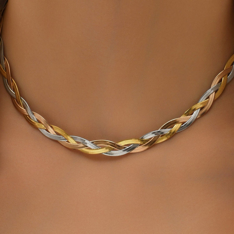 Tricolor Braided Laminated Choker