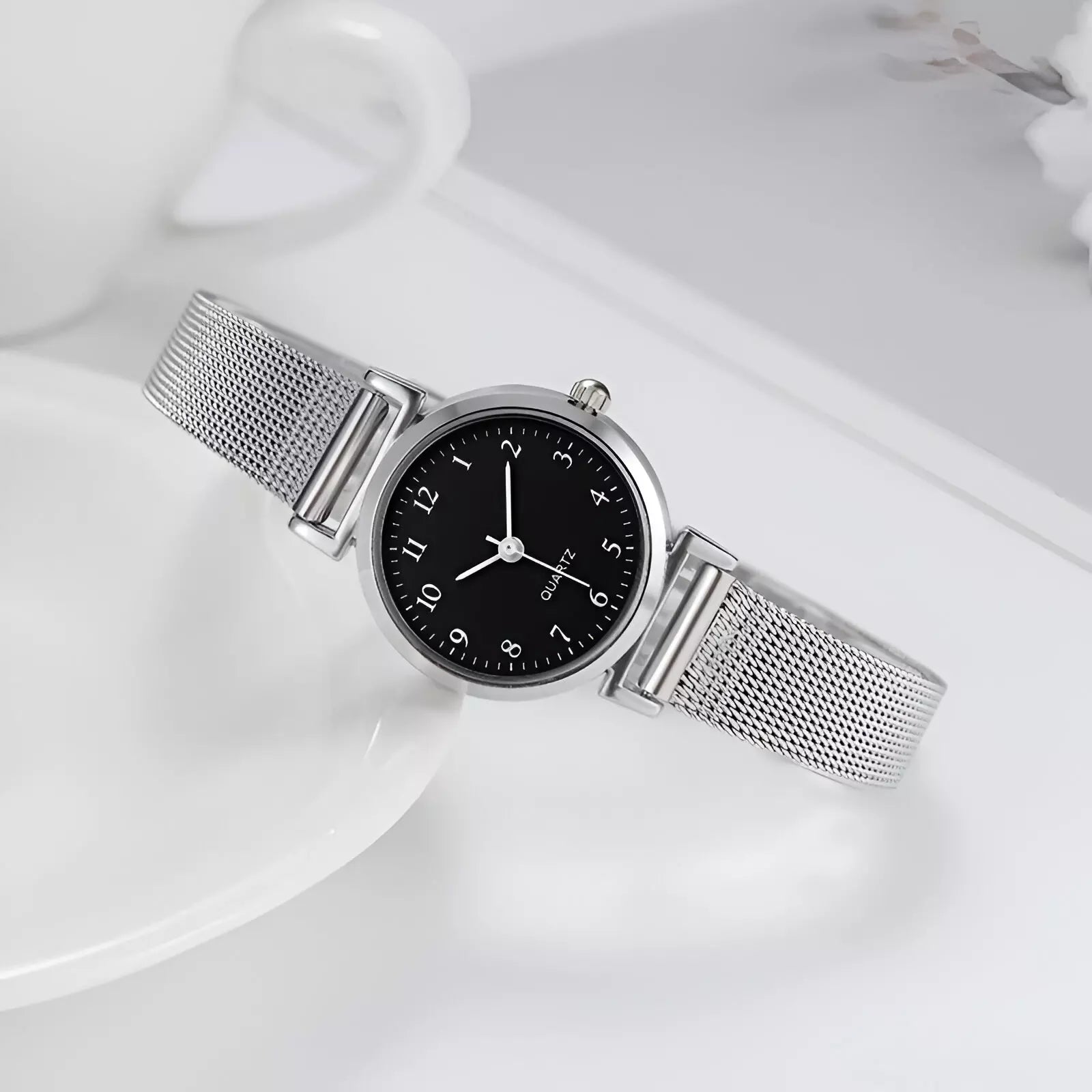 Women’s Quartz Oval Watch with Stainless Steel Strap